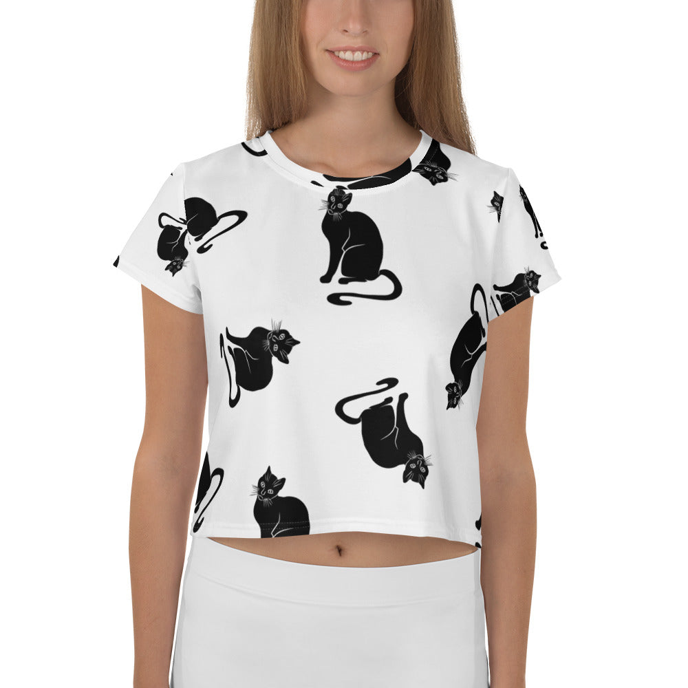 Cats All Over Crop Tee
